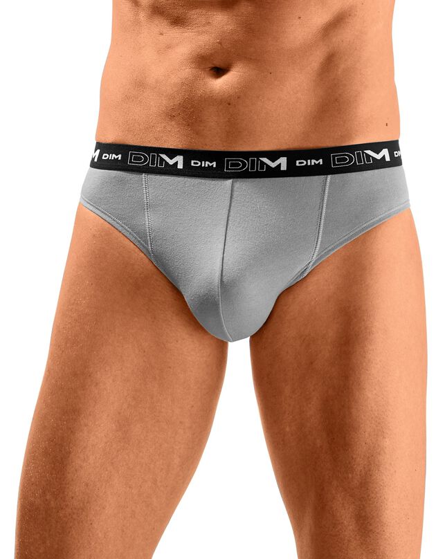 Slip coton stretch coloris assortis - lot de 3 (gris + blanc + noir)