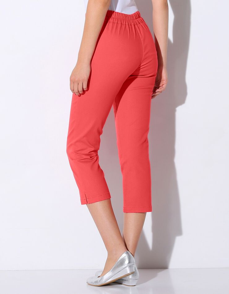 Pantacourt toile stretch - effet ventre plat (corail) Pantacourt toile stretch - effet ventre plat (corail)
