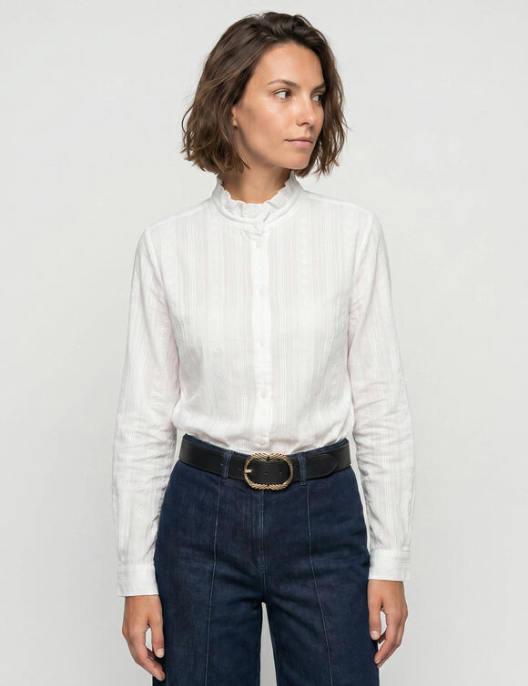Blouse col dentelle (blanc)