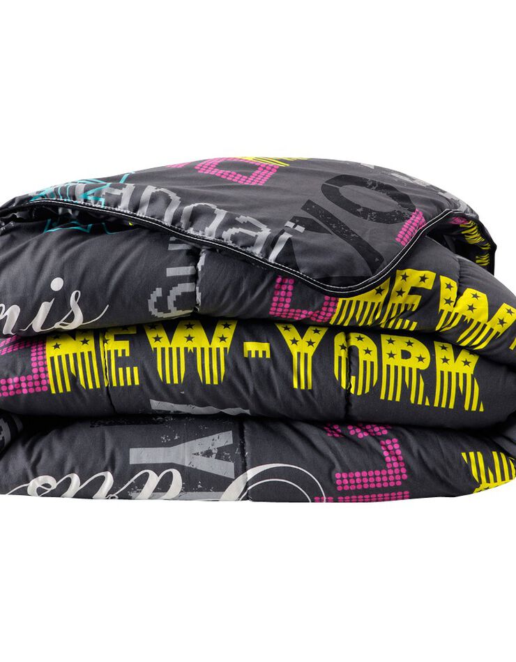 Couette coton imprimée Capitales 400g/m2 (noir)