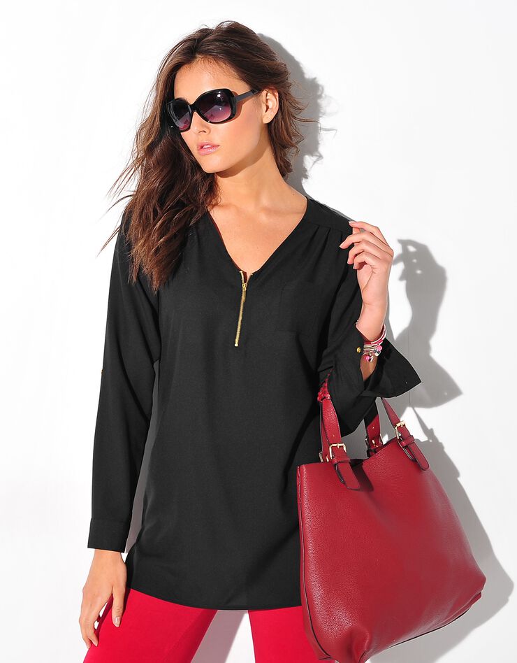 Tunique zippée unie (noir) Tunique zippée unie (noir)