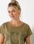 T-shirt imprimé col rond, manches courtes (kaki / olive)