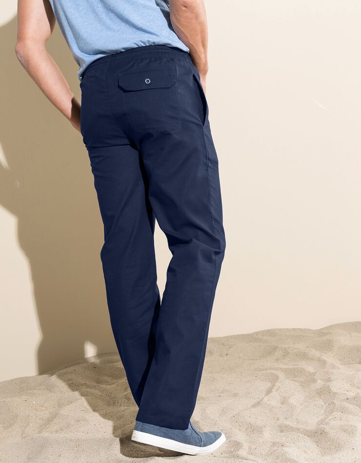 Pantalon toile taille élastiquée (marine)