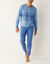 Pyjama coton ray&eacute; manches longues (bleu)