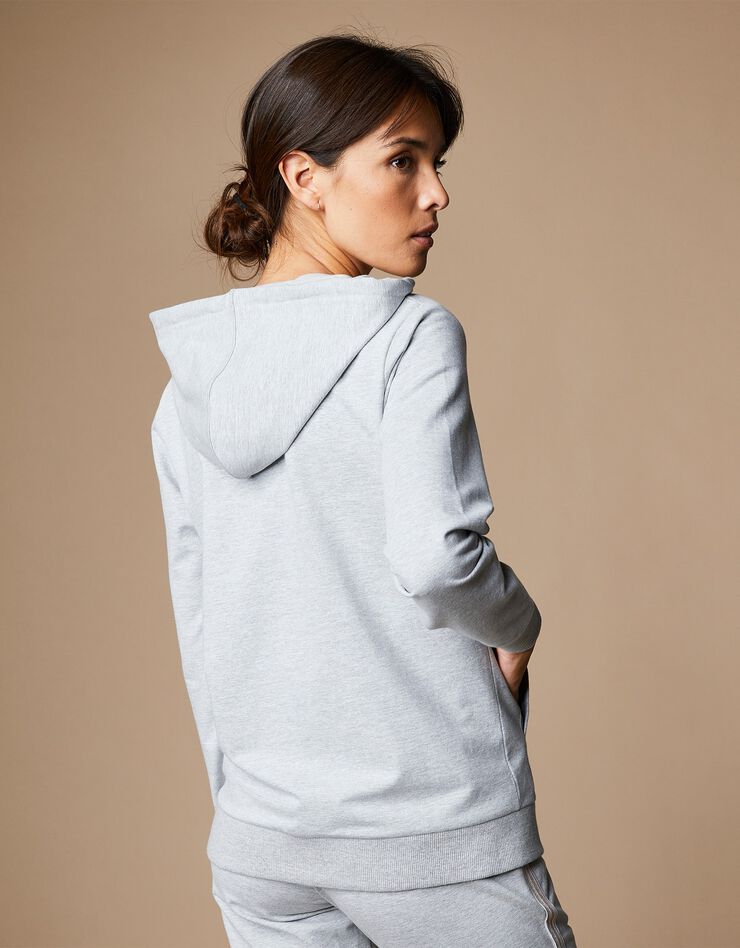 Gilet sweat zippé à capuche molleton léger (gris chiné) Gilet sweat zippé à capuche molleton léger (gris chiné)