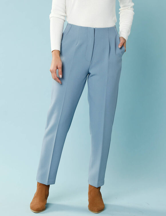 Pantalon cigarette uni, Spécial Petites (bleu ardoise)