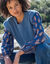 Pull sans manches, maille perlée (bleu)