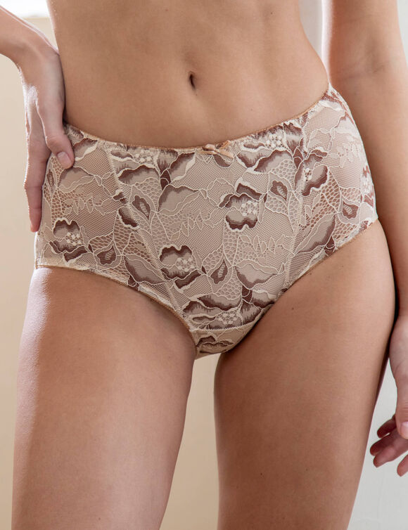 Culotte forme maxi taille haute dentelle et tulle Nurri - lot de 2 (caramel)