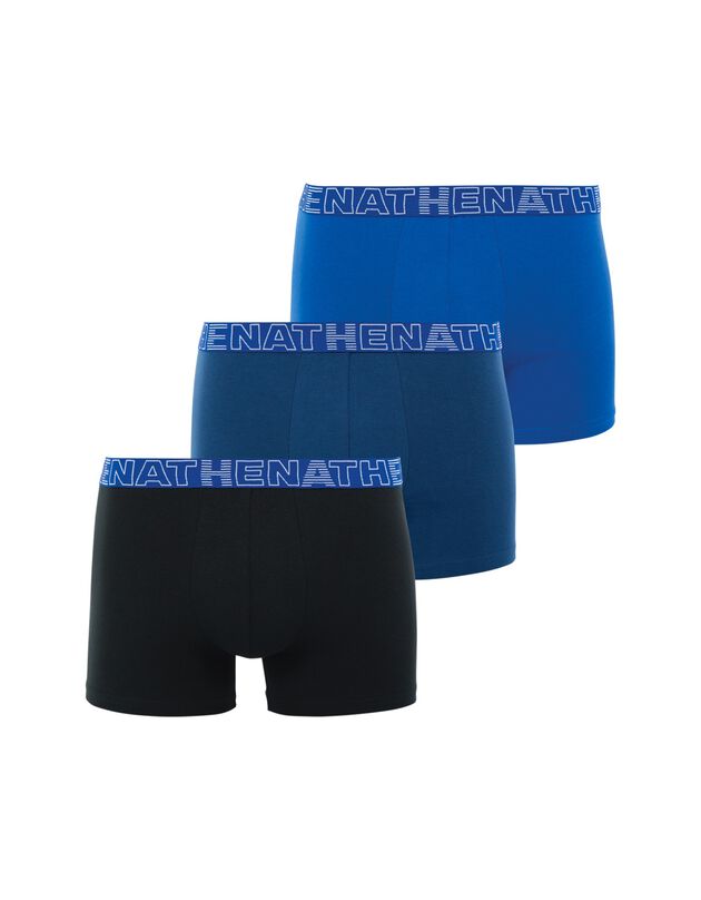 Boxer uni coton Basic Color Ecopack Athena® - lot de 3 (noir + marine + bleu)