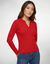 Pull col polo, maille c&ocirc;tel&eacute;e (rouge)