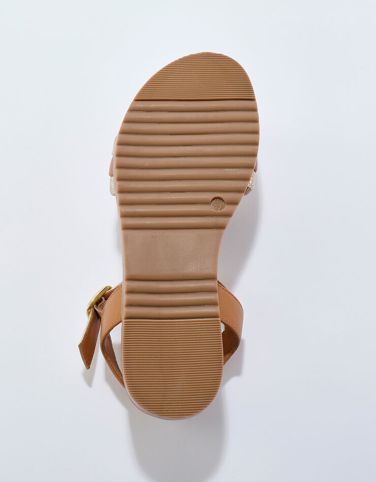 Sandales compensées en cuir fantaisie tricolore (caramel) Sandales compensées en cuir fantaisie tricolore (caramel)