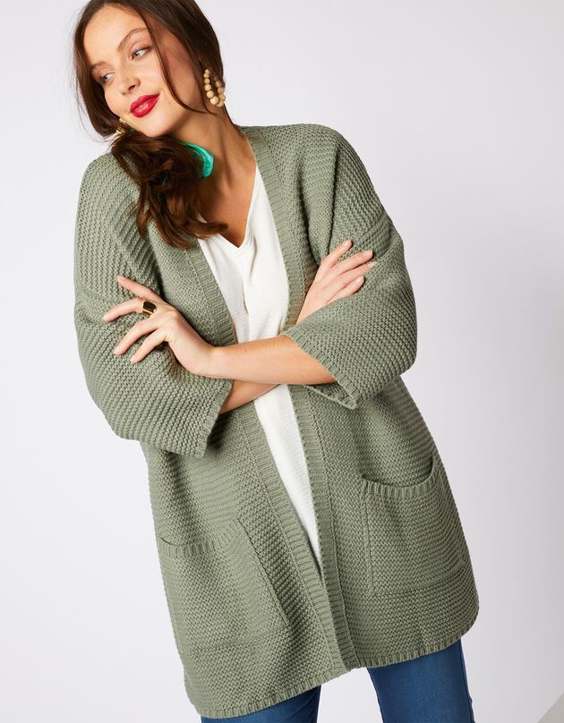 Gilet coupe loose manches 3/4 - kaki (kaki)
