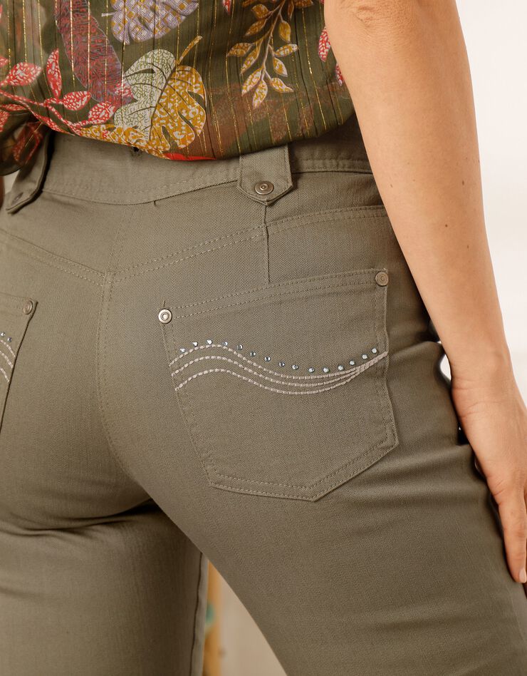 Pantalon droit taille haute effet denim - petite stature (kaki) Pantalon droit taille haute effet denim - petite stature (kaki)