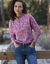 T-shirt col montant zippé imprimé (prune)
