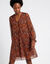 Robe imprim&eacute;e &agrave; plis, imprim&eacute; for&ecirc;t (chocolat / rose)