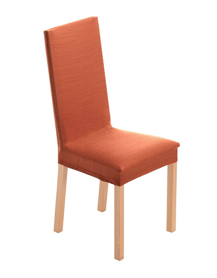 Housse chaise unie extensible - housse intégrale ou assise seule (paprika) Housse chaise unie extensible - housse intégrale ou assise seule (paprika)