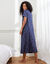 Chemise de nuit longue imprim&eacute;e manches courtes (marine / violine)