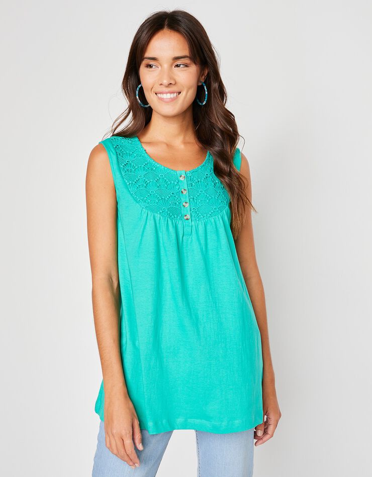 Débardeur à plastron macramé (vert) Débardeur à plastron macramé (vert)