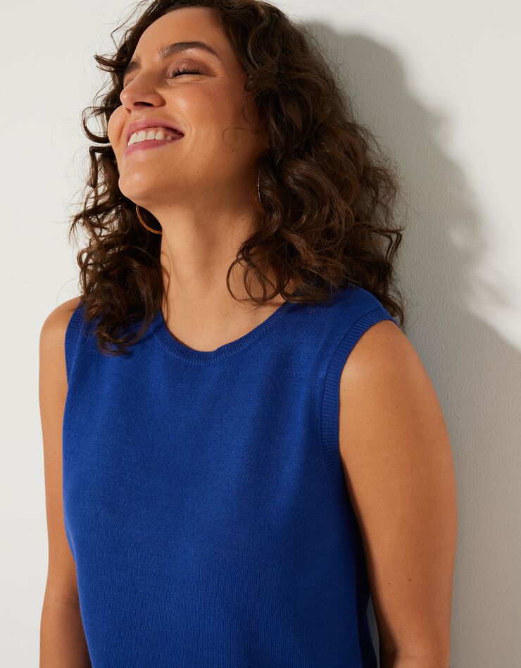 Pull sans manches toucher cachemire (bleu dur) Pull sans manches toucher cachemire (bleu dur)