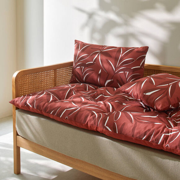 Long coussin de sol imprim&eacute; feuillage (terracotta)