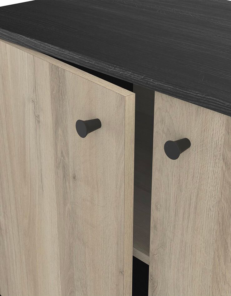 Buffet HAMFIELD 2 portes – 3 étagères côtés (noir)
