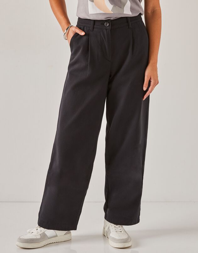 Pantalon droit large, spéciale petites (noir)