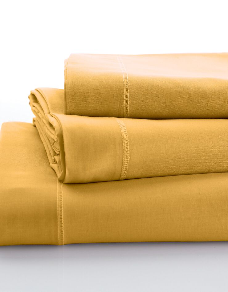 Linge de lit uni polycoton (curry)