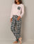Pyjama imprim&eacute; jungle, maille jersey coton (gris / rose)