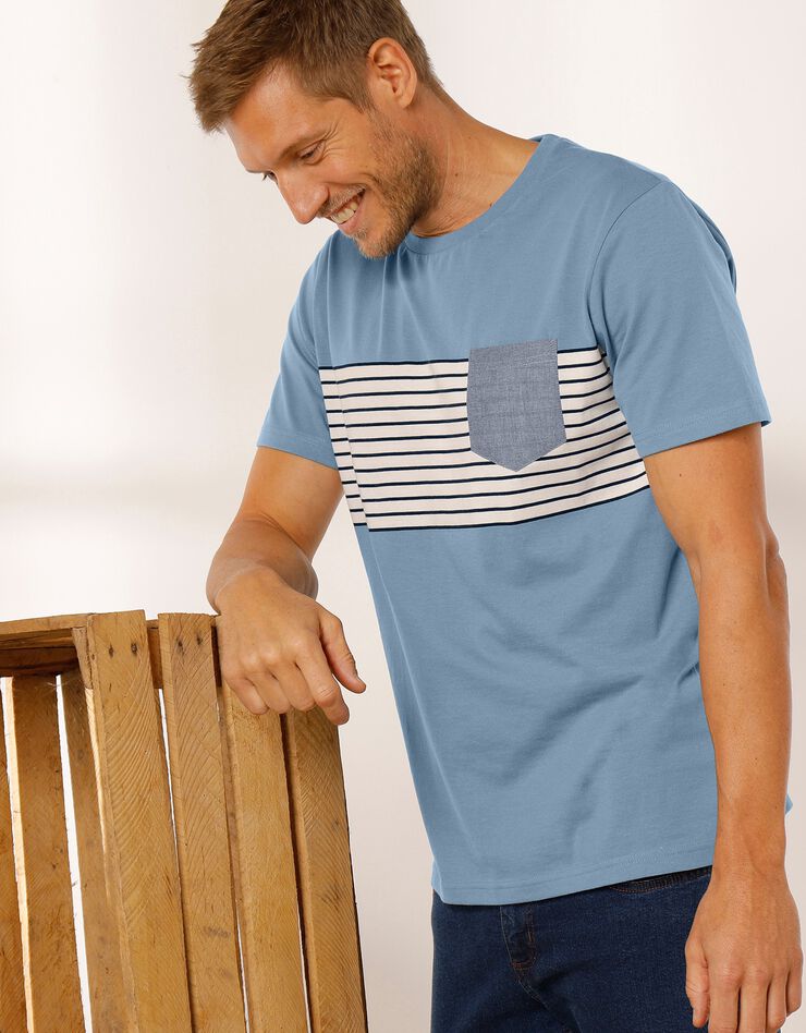 Tee-shirt rayé manches courtes (bleu) Tee-shirt rayé manches courtes (bleu)