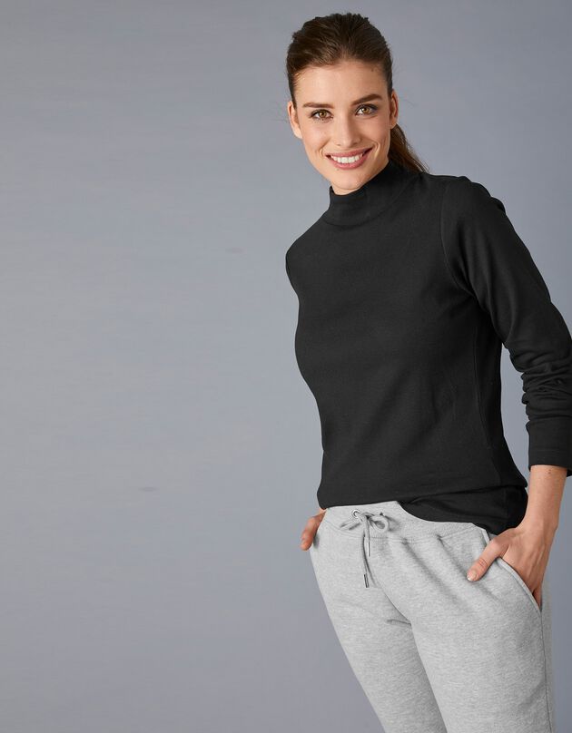 Tee-shirt col montant manches longues (noir) Tee-shirt col montant manches longues (noir)