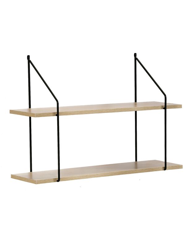 Etagère style industriel métal et bois - 2 tablettes (noir/bois)
