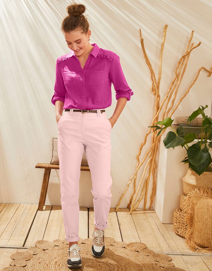 Pantalon chino stretch (rose poudré) Pantalon chino stretch (rose poudré)