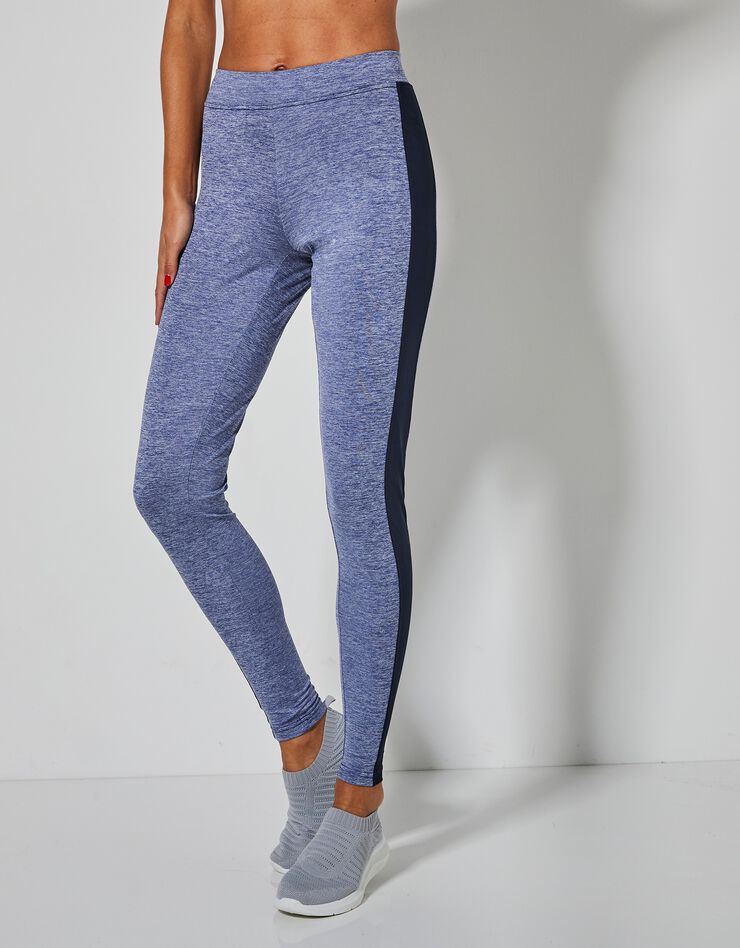 Legging chiné à bande côtés (bleu chiné / marine) Legging chiné à bande côtés (bleu chiné / marine)