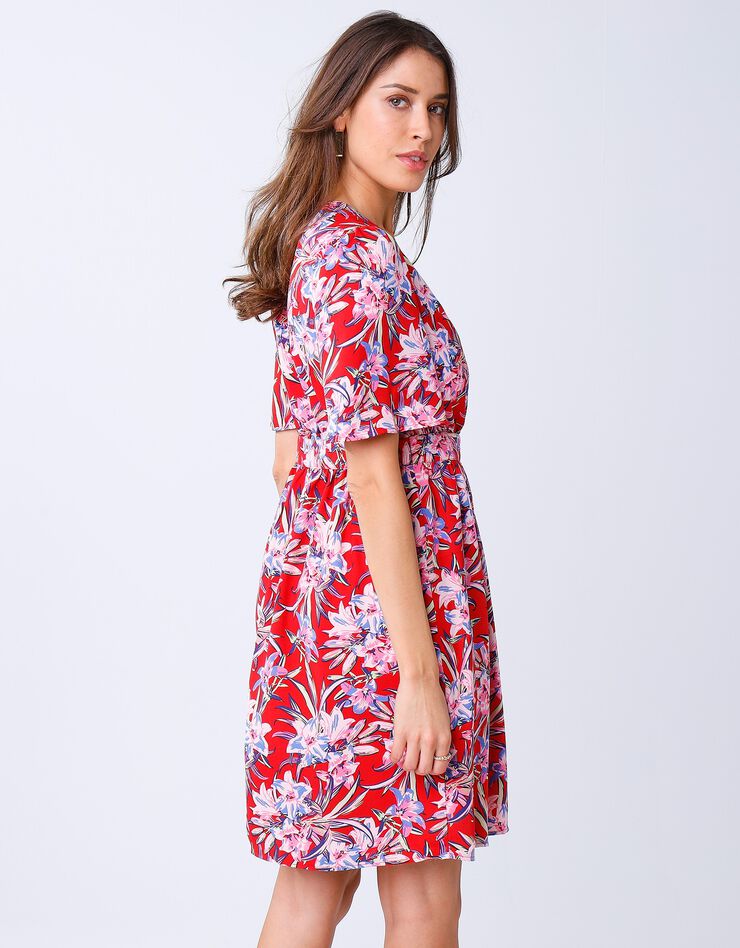 Robe cache-coeur imprimée portefeuille (rouge / bleu)