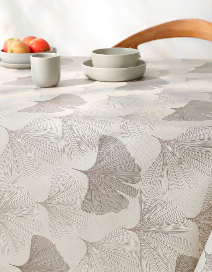Nappe toile cirée imprimée gingko (gris)