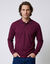 Polo uni maille piqu&eacute;e manches longues (bordeaux)