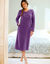 Chemise de nuit polaire manches longues brodée (prune foncé)