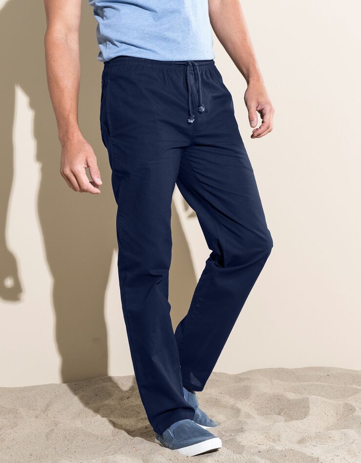 Pantalon toile taille élastiquée (marine) Pantalon toile taille élastiquée (marine)