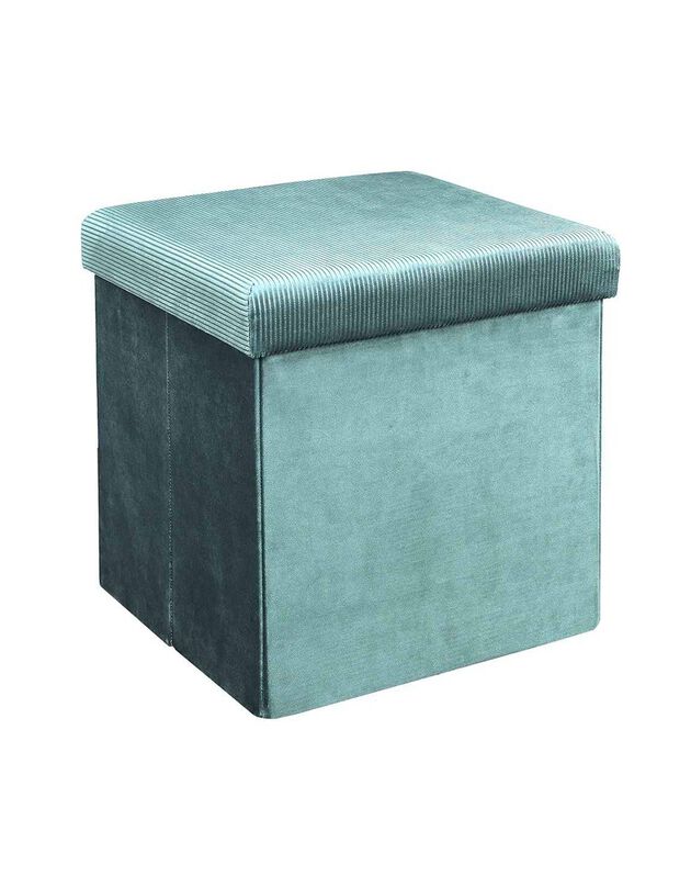 Coffre-pouf pliable - revêtement velours côtelé (bleu)
