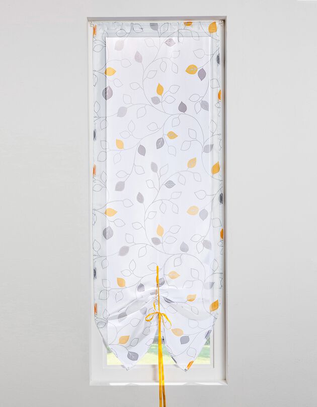 Store vitrage clairière voile imprimé feuilles (jaune)