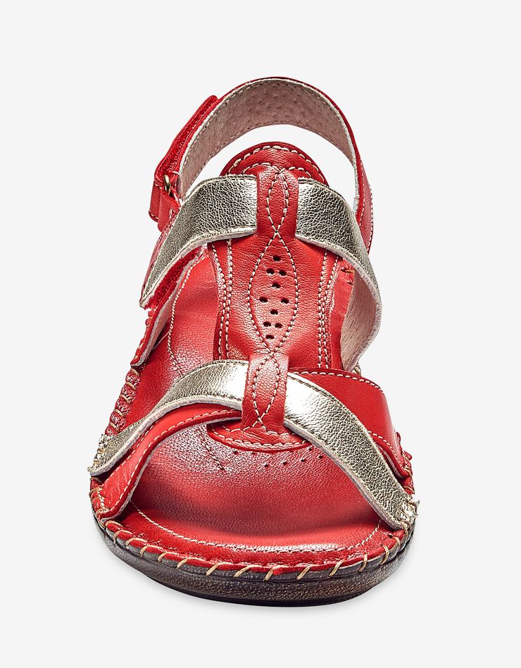 Sandales bicolores en cuir extra souple - rouge (rouge)