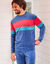 Pyjama tricolore velours manches longues (marine)