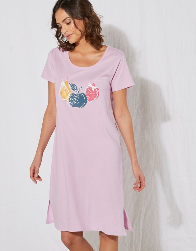 Chemise de nuit courte coton – imprimé fruits (parme) Chemise de nuit courte coton – imprimé fruits (parme)