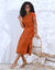 Robe longue maille t-shirt unie (caramel)