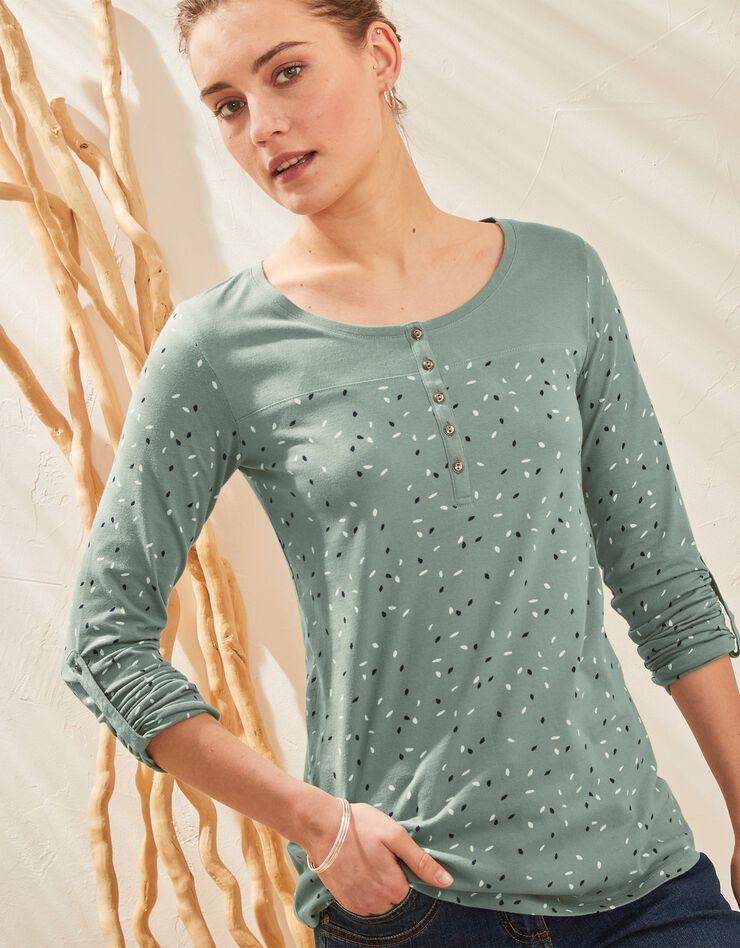 Tee-shirt tunisien imprimé manches longues (kaki) Tee-shirt tunisien imprimé manches longues (kaki)