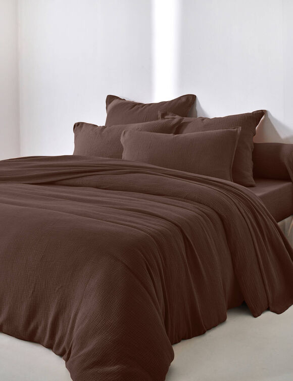 Linge de lit uni - double gaze de coton (chocolat)