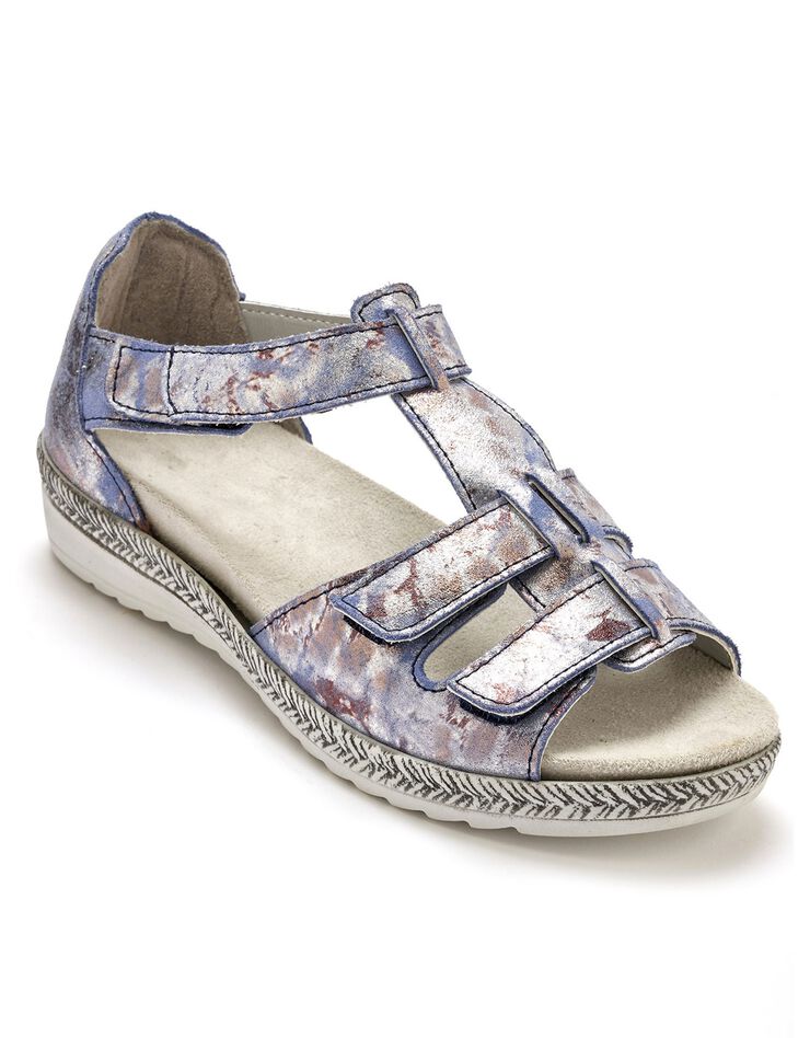 Sandales scratchées en cuir (bleu) Sandales scratchées en cuir (bleu)