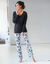 Pyjama pantalon empiècement plumetis - imprimé tropical (noir)