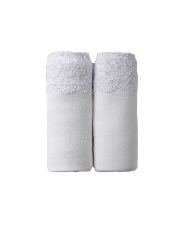 Culotte supermaxi coton stretch ceinture dentelle - lot de 2 (blanc)