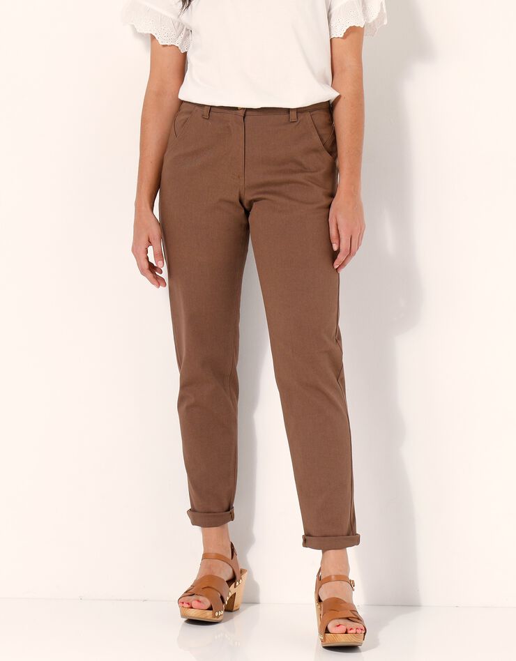 Pantalon twill coupe mom découpes fantaisie (chocolat) Pantalon twill coupe mom découpes fantaisie (chocolat)
